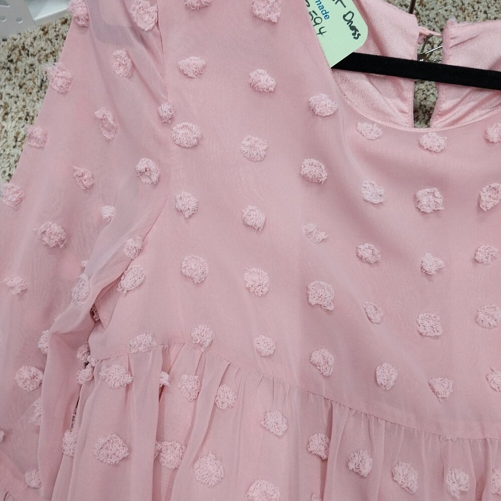 3594 Size Medium Pink Swiss Dot Tunic/ Lined. - Picture 4 of 6